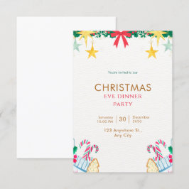 Green Simple Christmas Eve Dinner Party Einladung