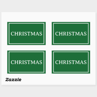Green Simple Christmas Word Rechteckiger Aufkleber