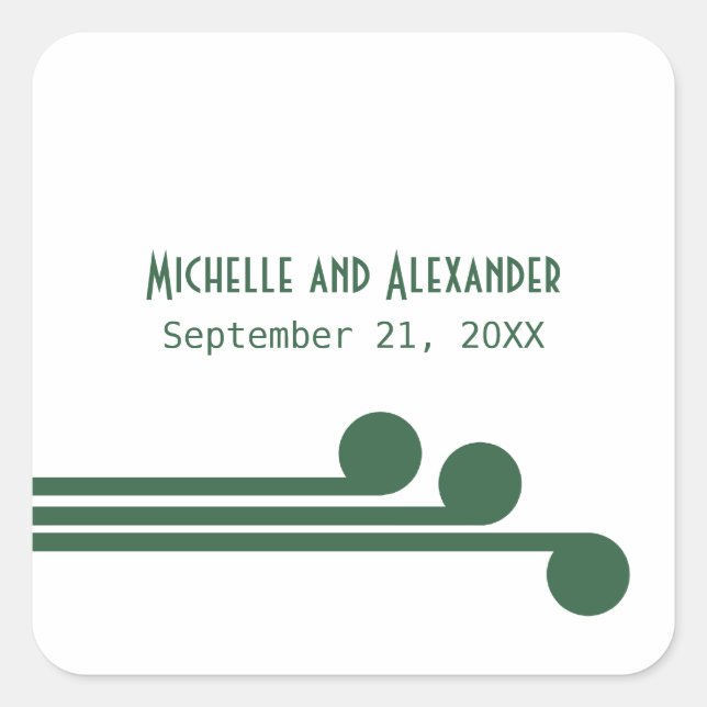 Green Simple Deko Chic Wedding Stickers (Vorderseite)