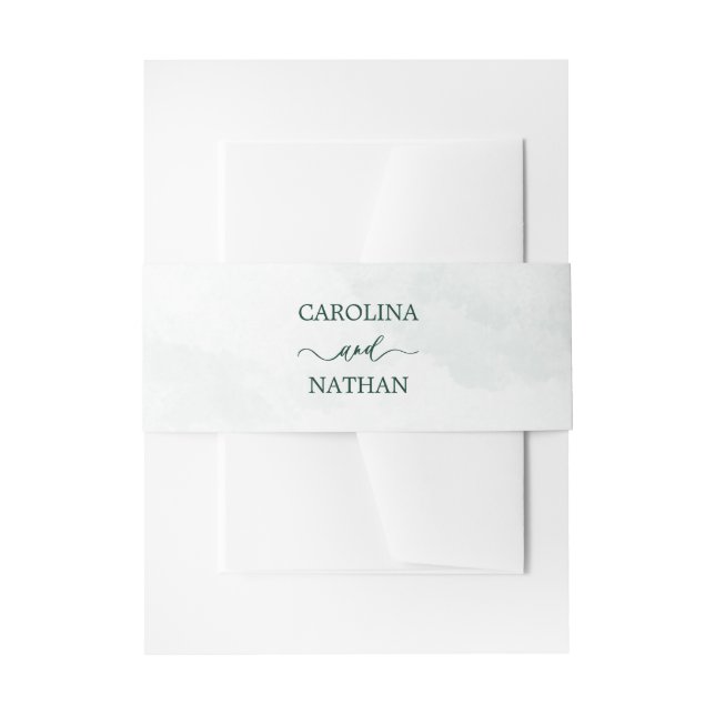 Green Simple Elegant Wedding Names Invitation Einladungsbanderole (Vorderseite Beispiel)