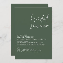 Green Simple Elegante Modernes Brautparty Einladung