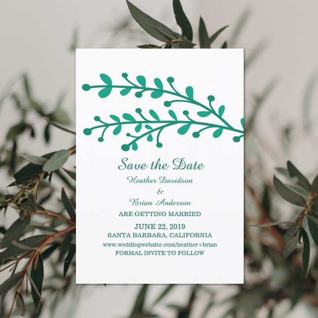 Green Simple Foliage Save the Date einladen Einladung (Von Creator hochgeladen)