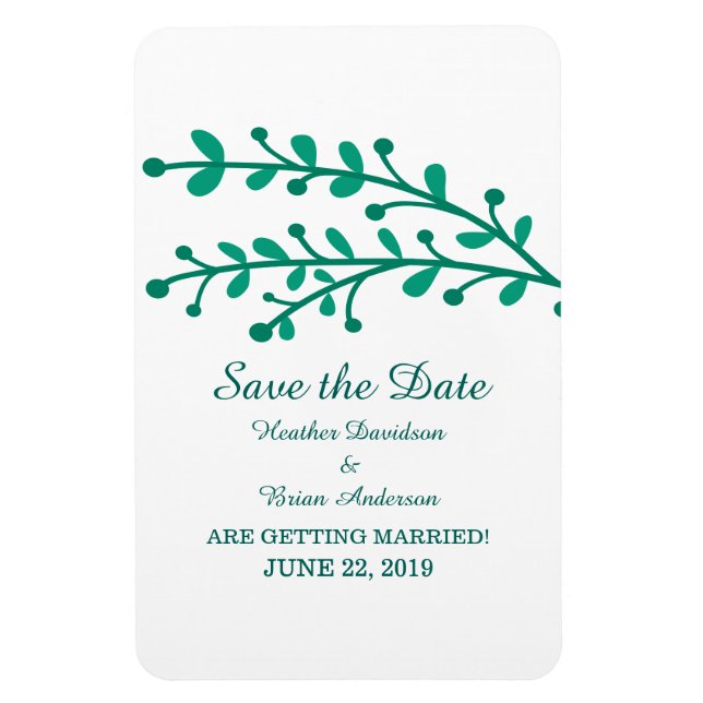 Green Simple Foliage Save the Date Magnet (Vertikal)