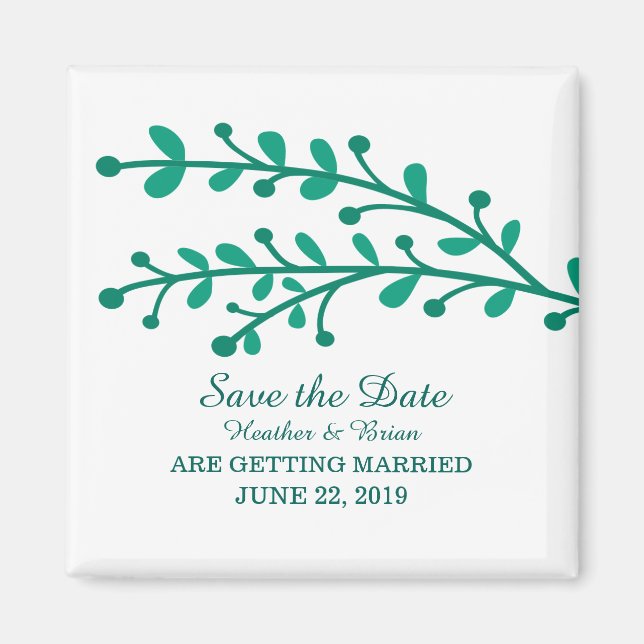 Green Simple Foliage Save the Date Magnet (Vorne)