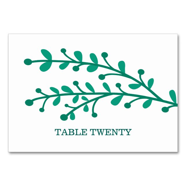 Green Simple Foliage Table Card Tischnummer (Vorderseite)