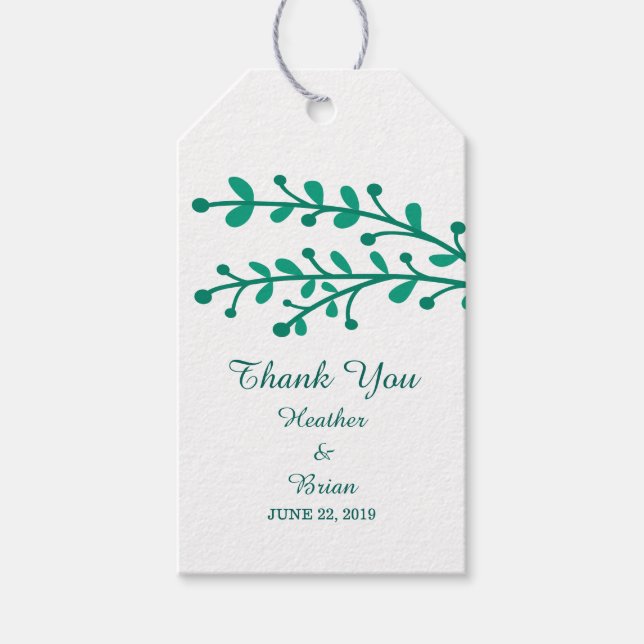 Green Simple Foliage Wedding Geschenkanhänger (Vorderseite)