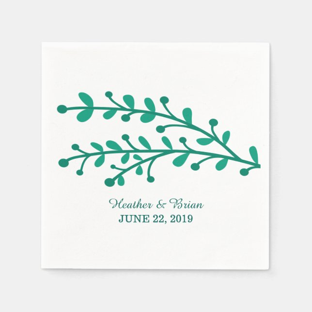 Green Simple Foliage Wedding Serviette (Vorderseite)