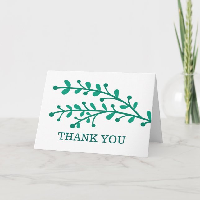 Green Simple Foliage Wedding Vielen Dank Dankeskarte (Vorderseite)