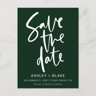 Green Simple Handwriting Calligraphy Save the Date Ankündigungspostkarte