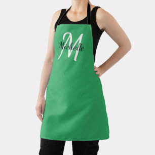 Green Simple Monogram Classic Trendy Schürze