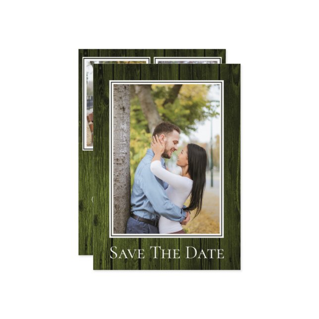 Green Simple Rustic Foto Save the Date (Vorderseite/Rückseite Beispiel)