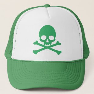 Green Simple Skull and Crossbones Classic Round St Truckerkappe