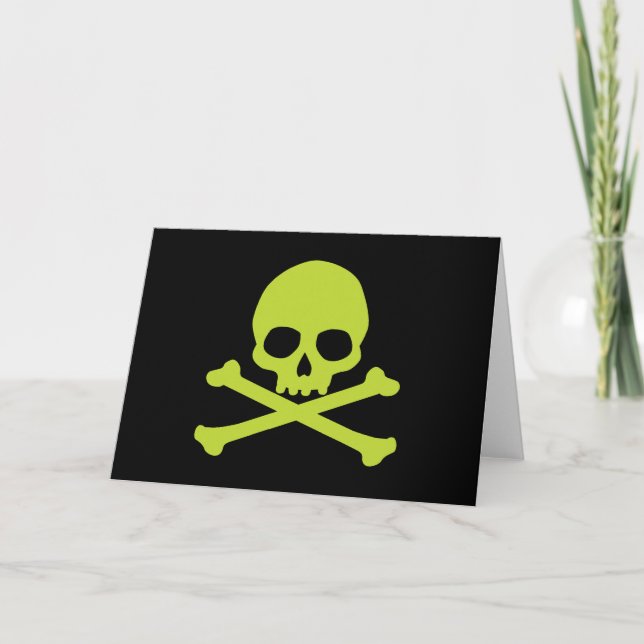 Green Simple Skull und Crossbones Karte (Vorderseite)