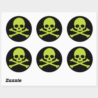 Green Simple Skull und Crossbones Runder Aufkleber