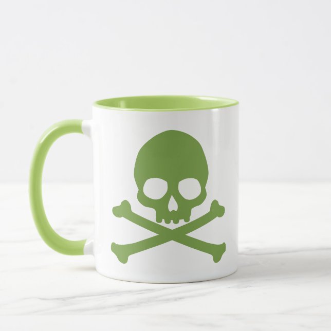 Green Simple Skull und Crossbones Tasse (Links)