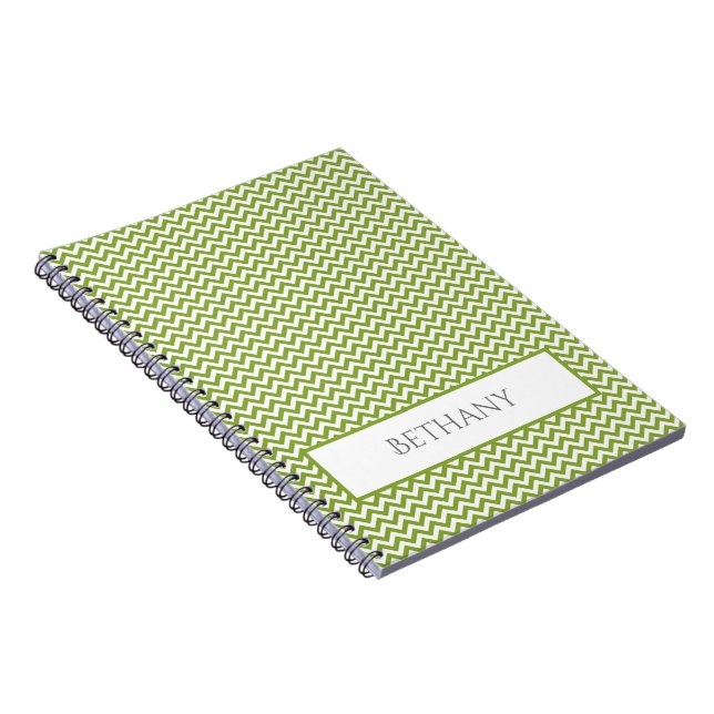 Green Simple Zickzack Personalisiertes Notebook Notizblock (Rechte Seite)