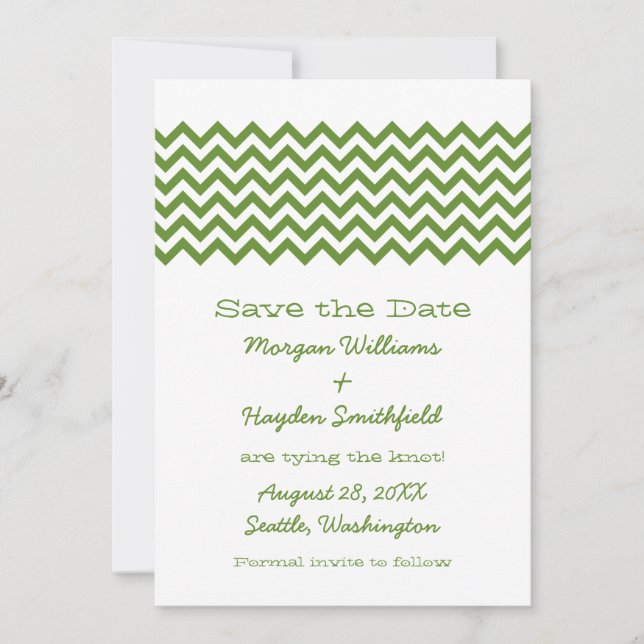 Green Simple Zickzack Save the Date einladen (Vorderseite)