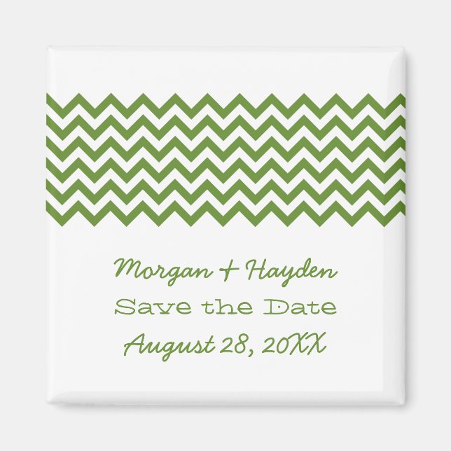 Green Simple Zickzack Save the Date Magnet (Vorne)