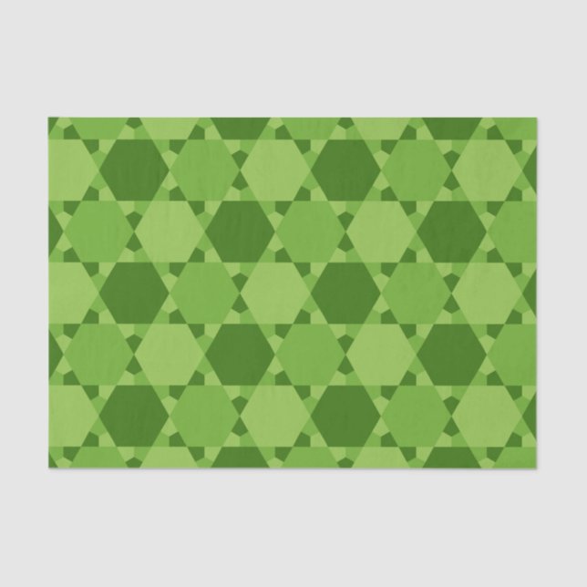 Green Six Point optische Illusion Muster Seidenpapier (Vorderseite)