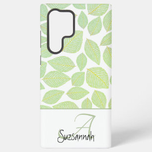 Green Skelett Leaf Muster auf Weiß Samsung Galaxy Hülle