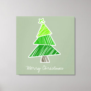 Green Sketchy Weihnachtsbaum Wrapped Canvas Leinwanddruck