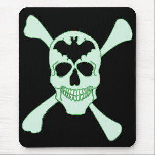 Green Skull And Crossbones Mouse Pad Mousepad