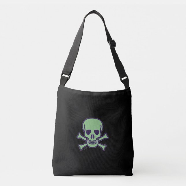 Green Skull Black Crosbag Tragetaschen Mit Langen Trägern (Vorderseite)