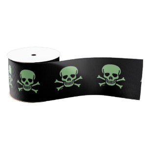 Green Skull Black Ribon spool Ripsband