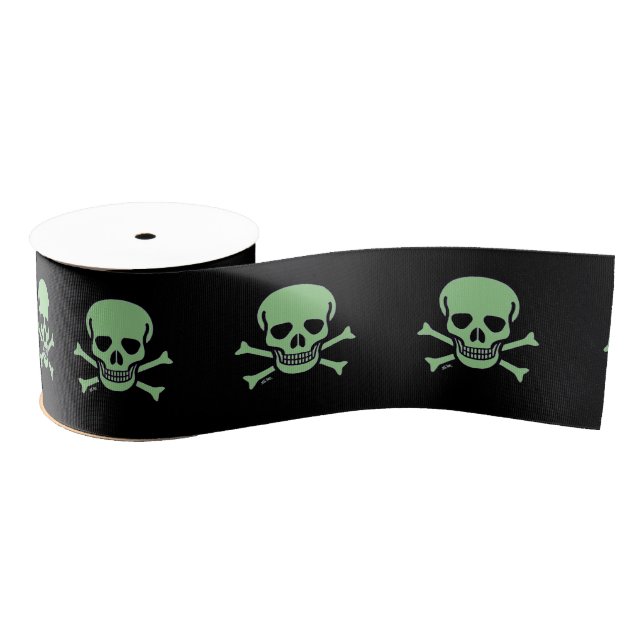 Green Skull Black Ribon spool Ripsband (Spule)