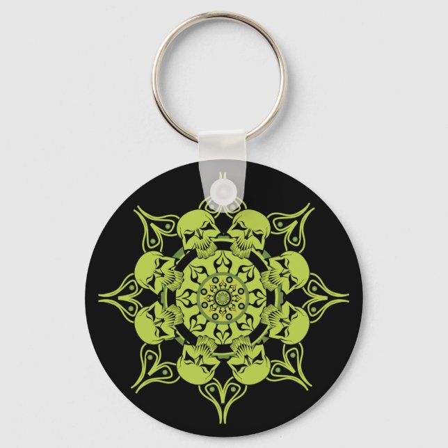 Green Skull Circle Schlüsselanhänger (Vorderseite)