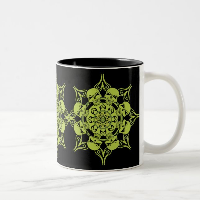Green Skull Circle Zweifarbige Tasse (Rechts)