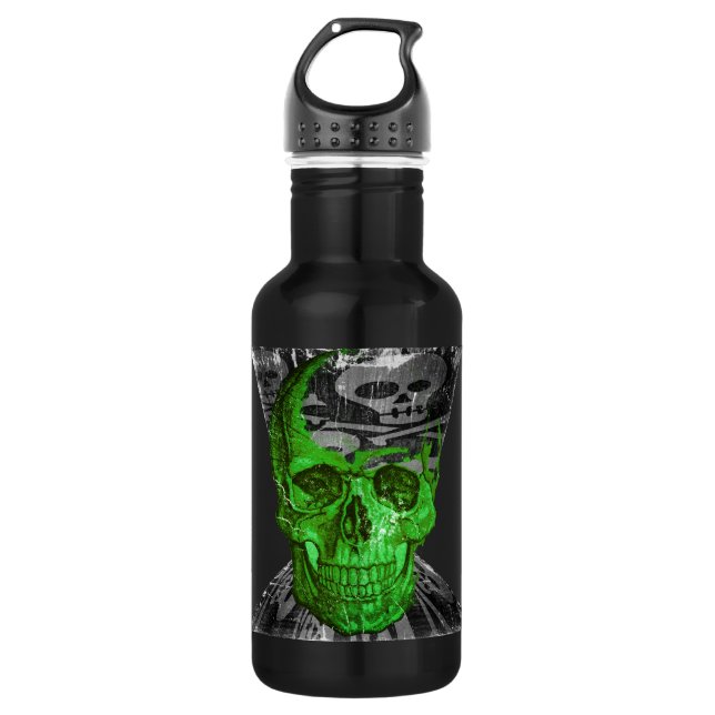 Green Skull - Funny Skull - Edelstahlflasche (Vorderseite)