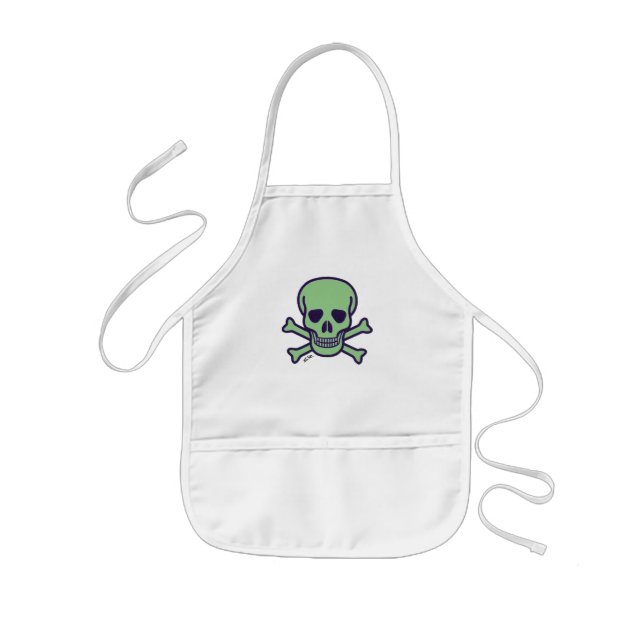 Green Skull kids white chef apron Kinderschürze (Vorne)