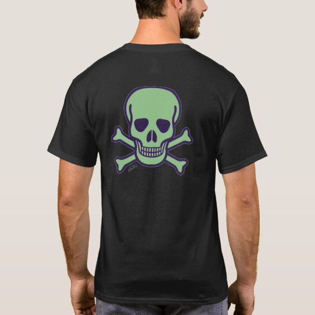 Green Skull Männer Schwarzer T - Shirt zurück (Rückseite)
