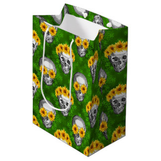 Green Skulls and Sunflower Series Design 14 Mittlere Geschenktüte