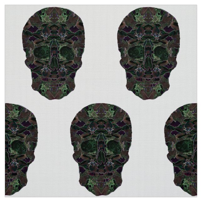 Green Skulls Art Polyester Poplin Fabric Stoff (Muster)