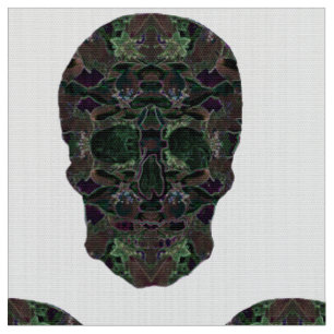 Green Skulls Art Polyester Poplin Fabric Stoff