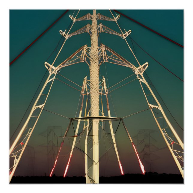 Green Sky Pylons Poster (Vorderseite)
