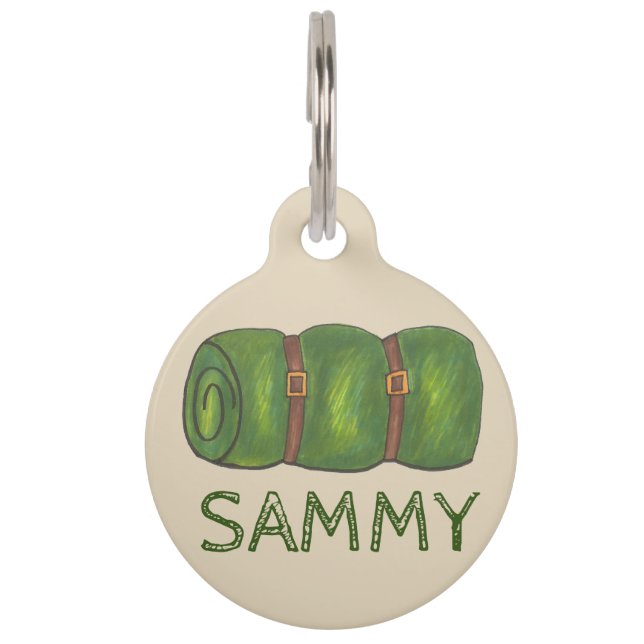 Green Sleeping Bag Bagroll Camping Wandern Camp Tiermarke (Vorderseite)