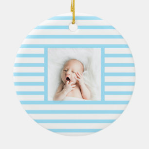Green Sleepy Baby Dino Baby Blue Stripe Modern Keramik Ornament