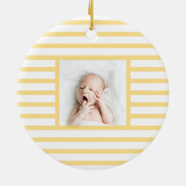 Green Sleepy Baby Dino | Gelber Streifen modern Keramik Ornament