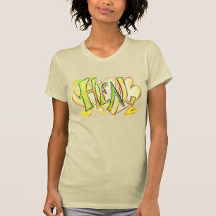 Green Sleeved Inspirational Word Heels Art Shirt