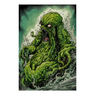 Green Slide Monster Poster