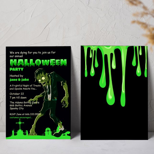 Green Slime Friedhof Zombie Halloween Adult Party Einladung (Von Creator hochgeladen)