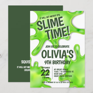 Green Slime Party Geburtstag Einladung