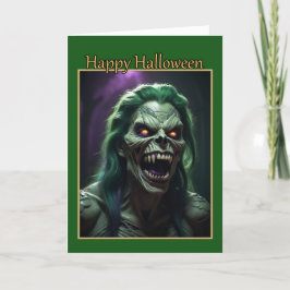 Green Snake Monster Halloween Card Feiertagskarte