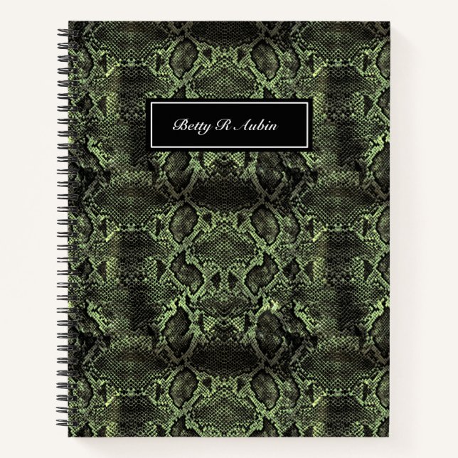 Green Snake Print Notizbuch (Vorderseite)
