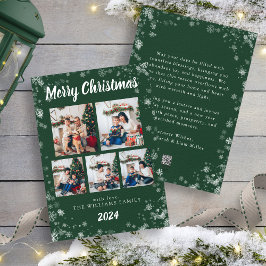 Green Snow Flake Holiday Card Feiertagskarte