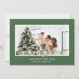 Green Snow Lights Foto Weihnachtskarten Feiertagskarte