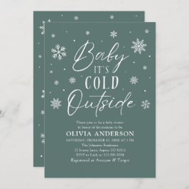 Green Snowflake Baby Es ist kalt draußen Babydusch Einladung